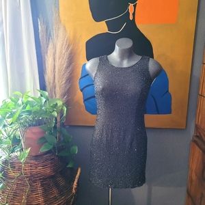 Beaded Dress Cocktail Dark Grey Size 6